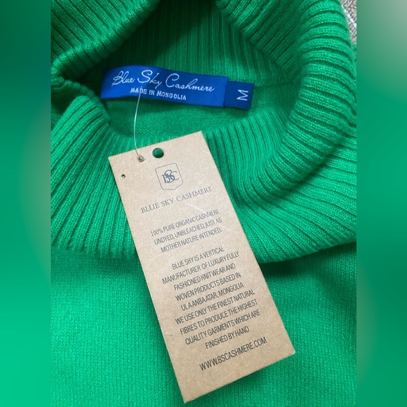 Luxury Mongolian cashmere turtle neck sweater Blue Sky Cashmere Sz M - Picture 6 of 12